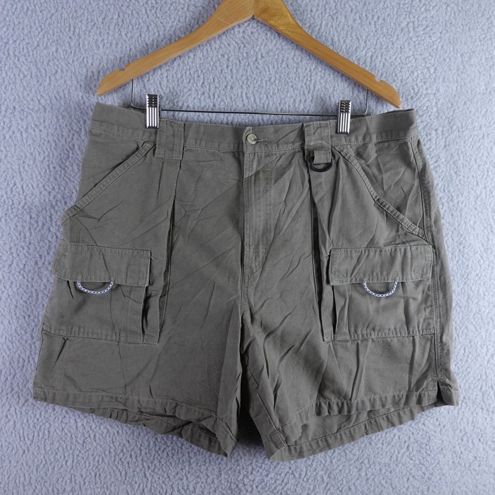 Columbia PFG Mens XL Cotton Canvas Fishing Cargo Shorts Sage Green FM4012